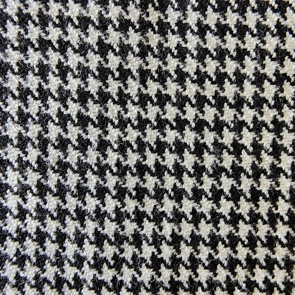 Zara Houndstooth Top Blouse Womens XS Black White Collared 1/4 Zip Preppy Office - Picture 11 of 12
